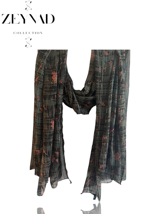 Sable teal lined chiffon hijab