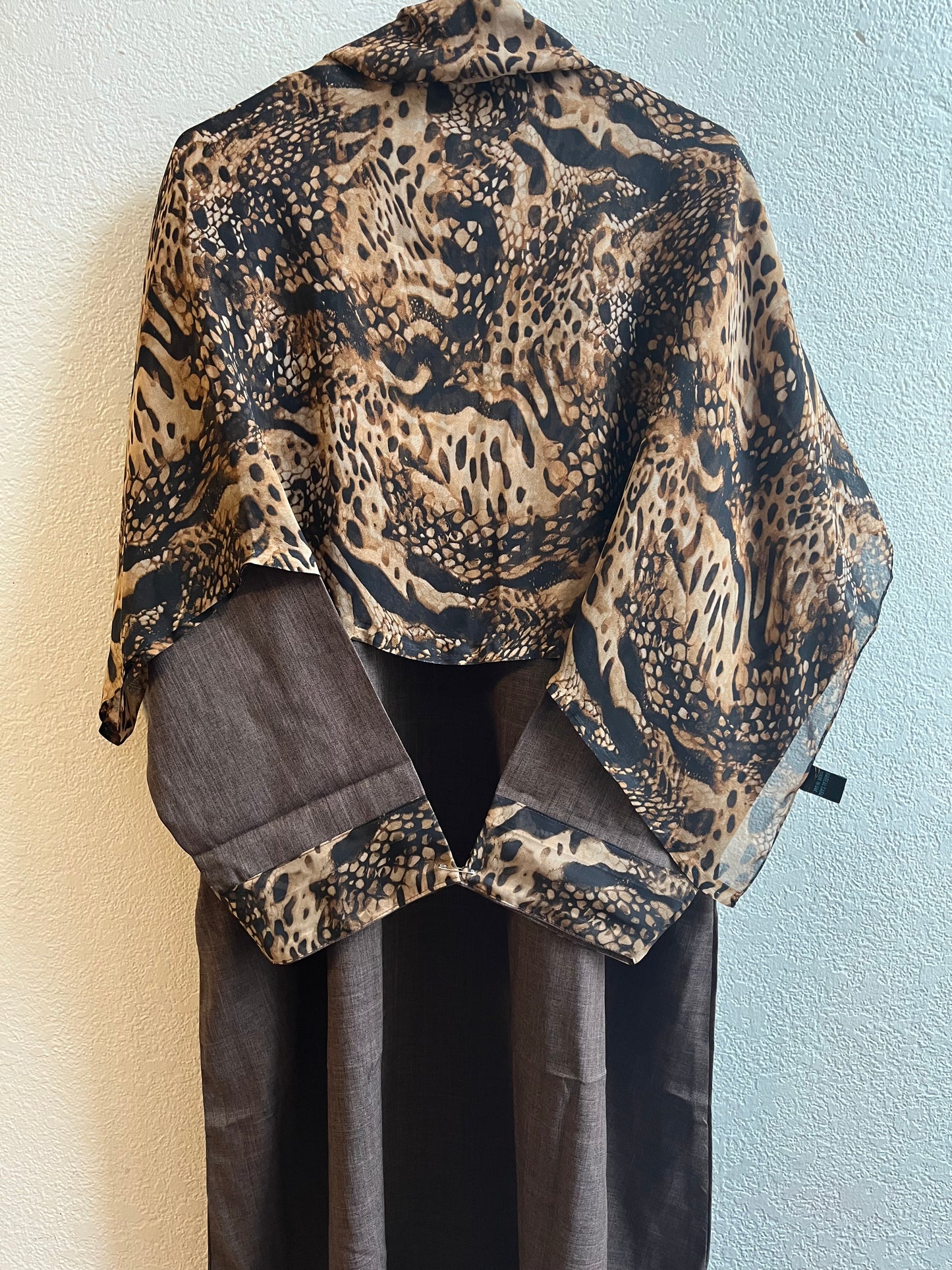 Dark Brown & Tiger print matching dress & hijab set