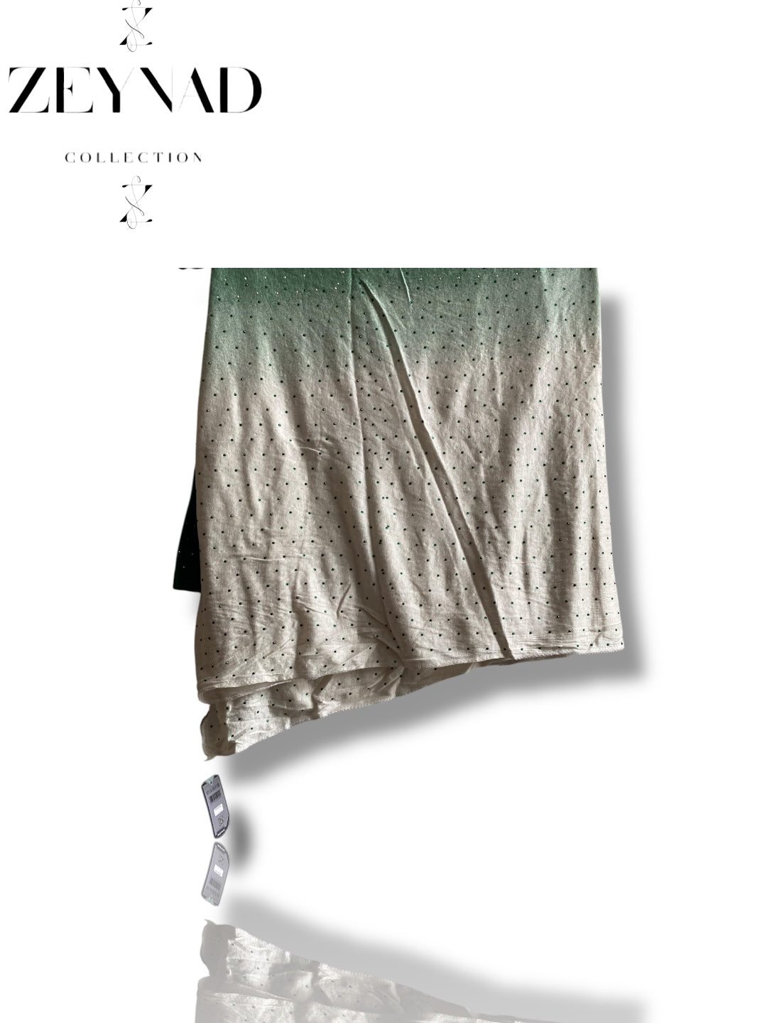 Green & White Ombré Rhinestone Jersey Hijab