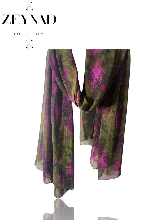 Oceanic nature & mauve blaze chiffon hijab