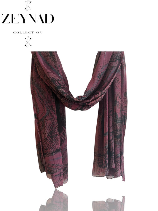 Sable light purple & black lined chiffon hijab