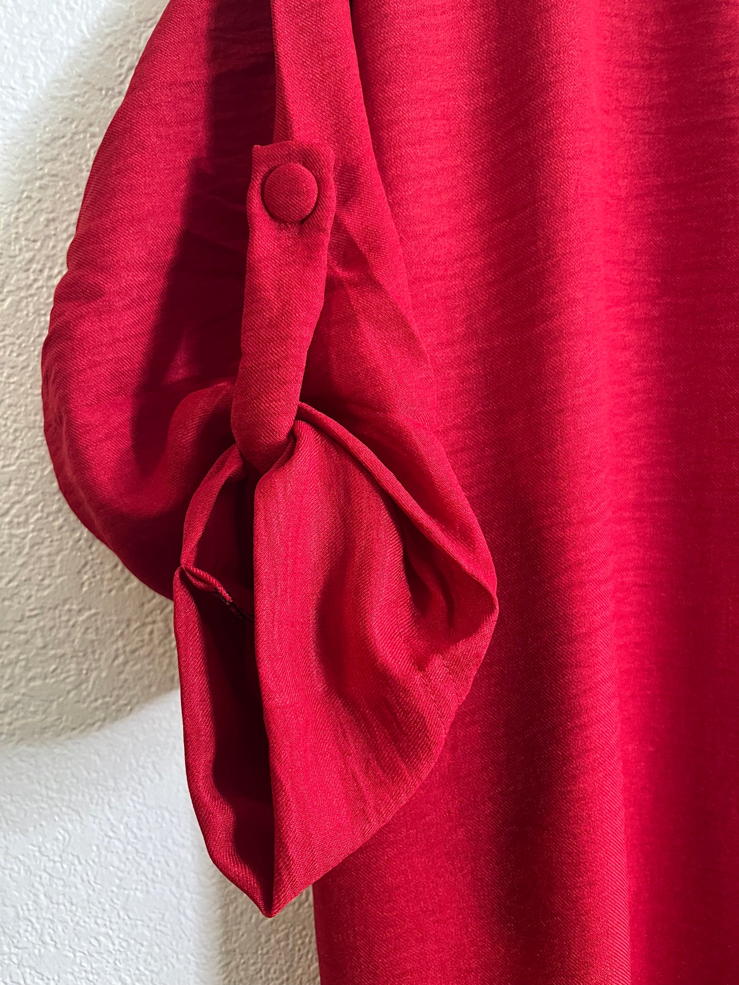 Red Button Sleeve Dress