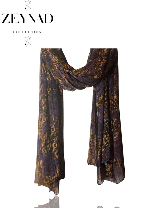 Luminous beige & mauve chiffon hijab