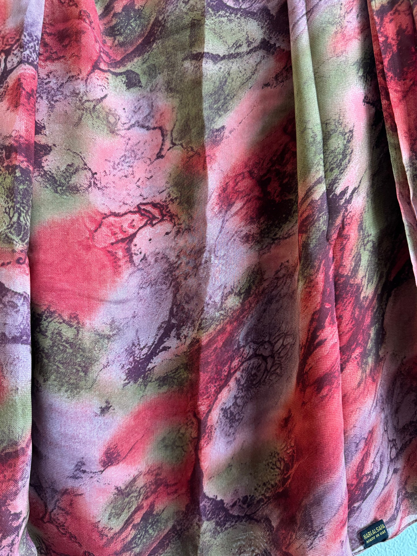 Blazing red Sakura watercolor chiffon hijab