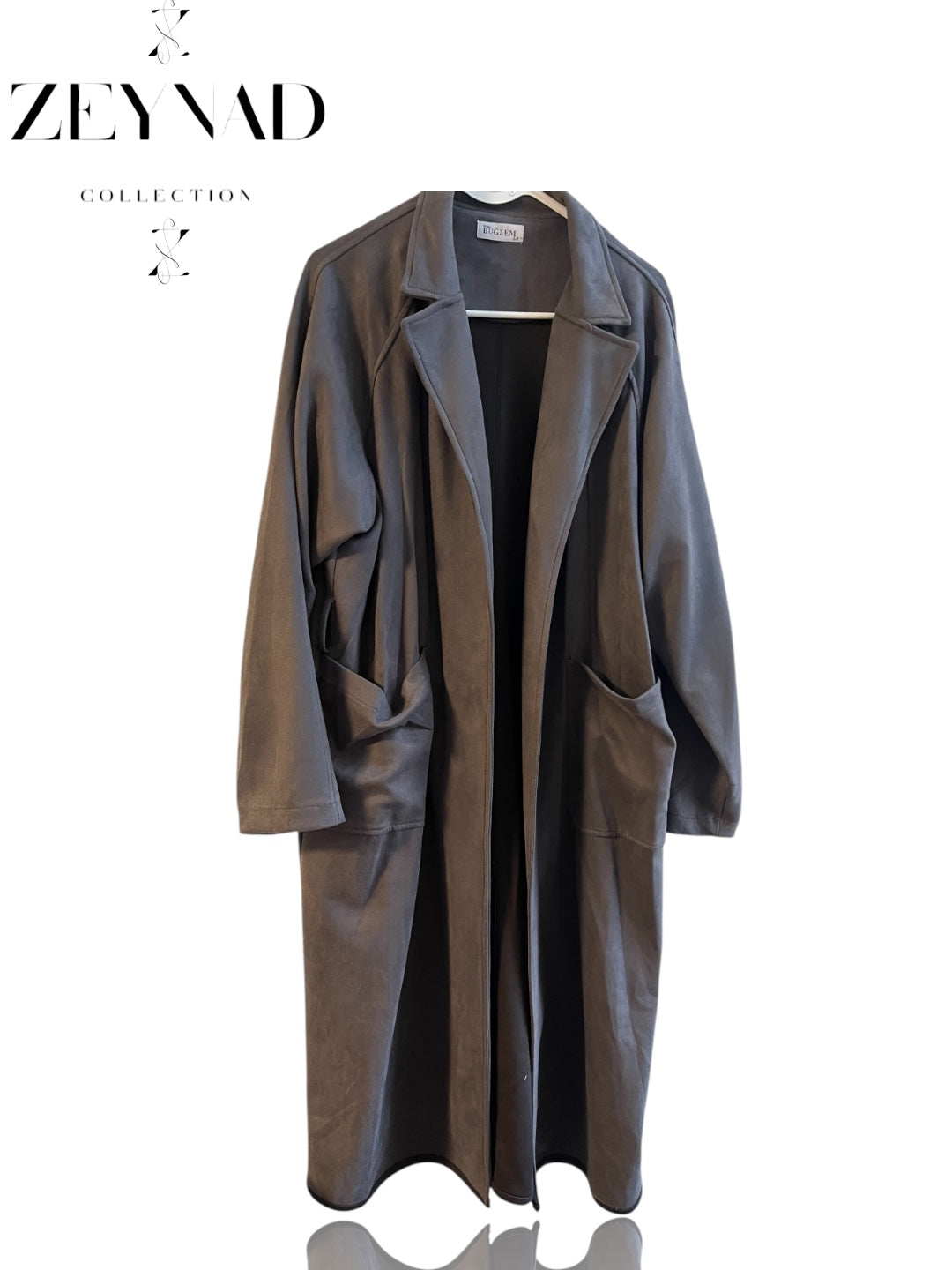 ZEYNAD Winter belted wool tailored trench coat in grey (Limited to 1)