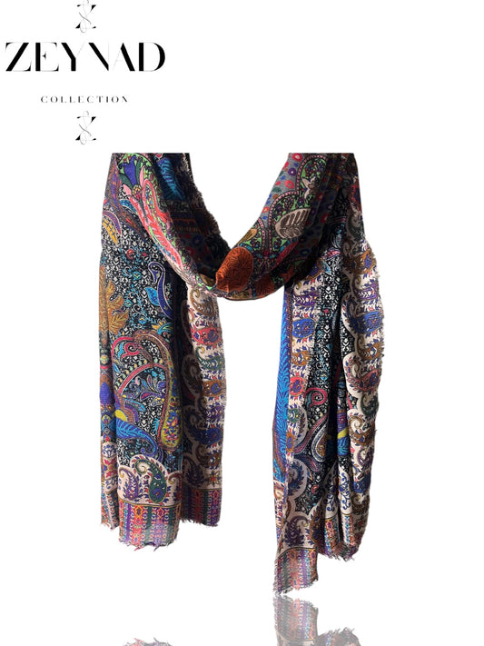 Deep Purple End String Design Hijab