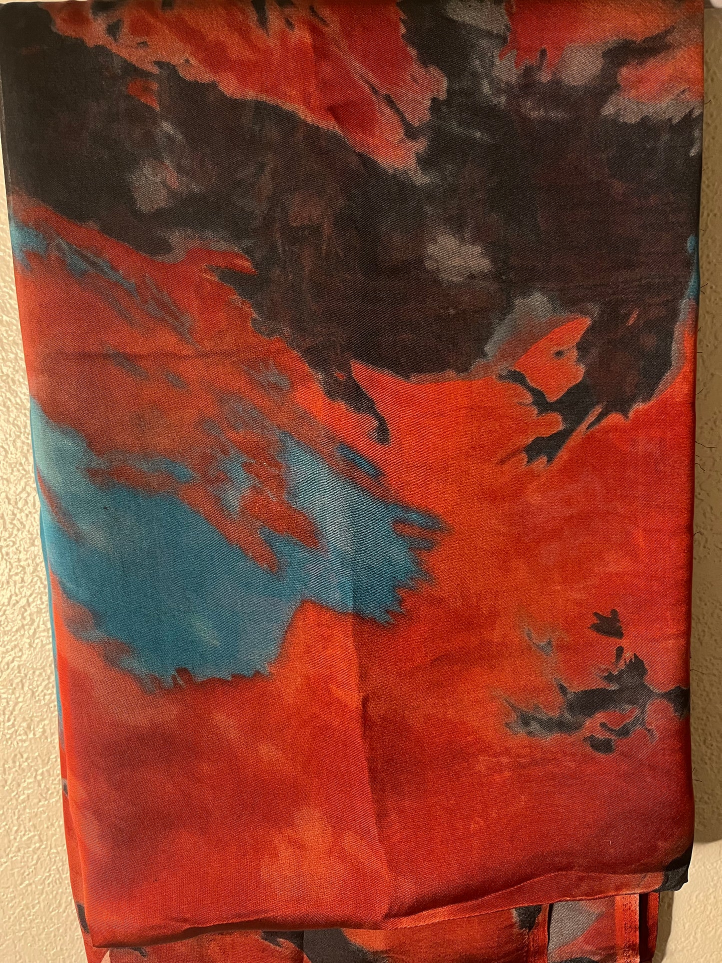 Dark Red & Faded Blue Mixture Chiffon Hijab