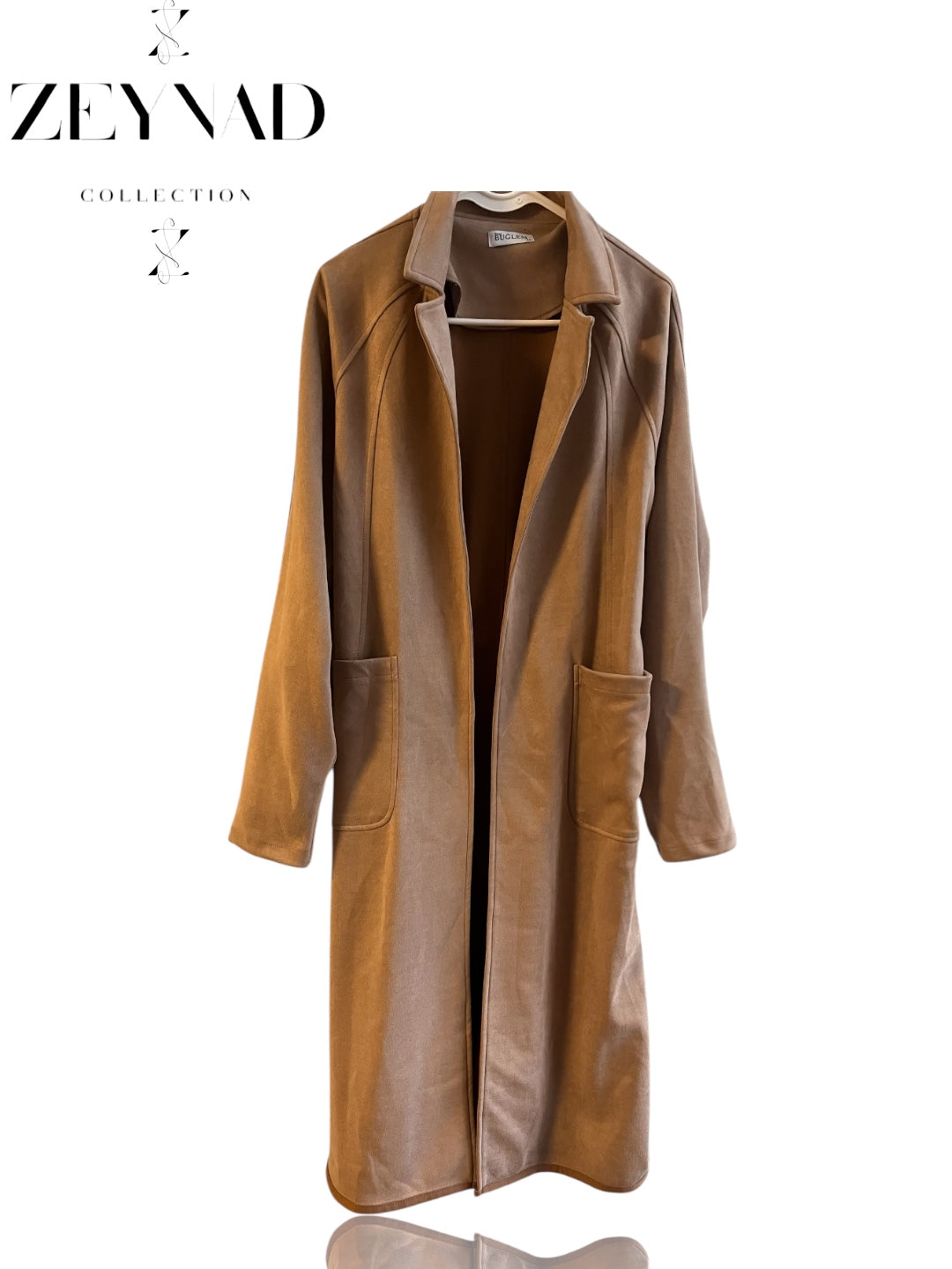 ZEYNAD Winter belted wool tailored trench coat in cream (Limited to 1)