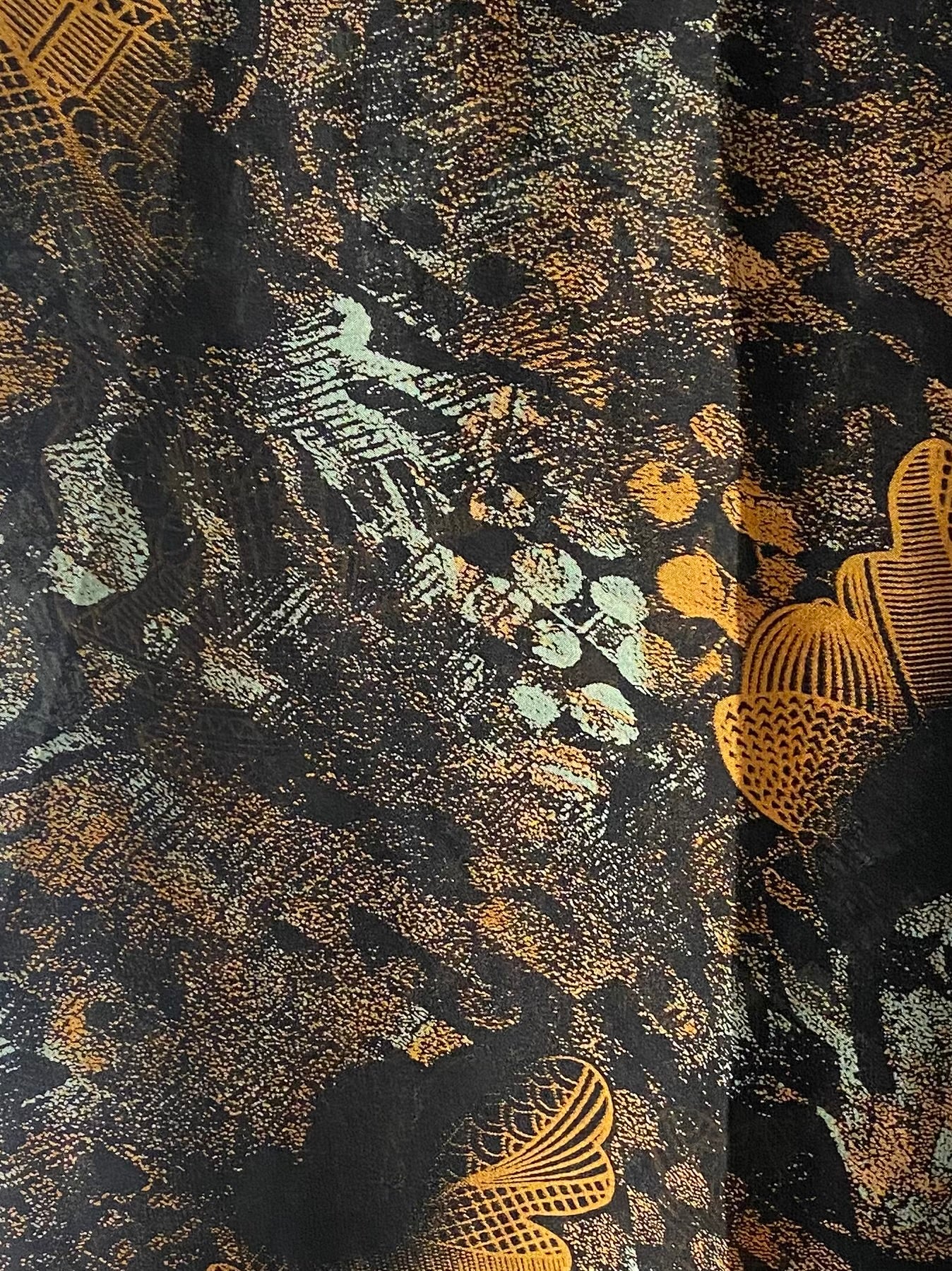 Forest orange leaf & yellow chiffon hijab