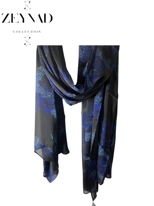 Blue & black dusk chiffon hijab