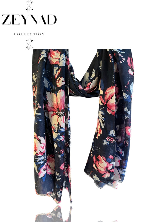 Navy blue & pink pastel serenity modal hijab