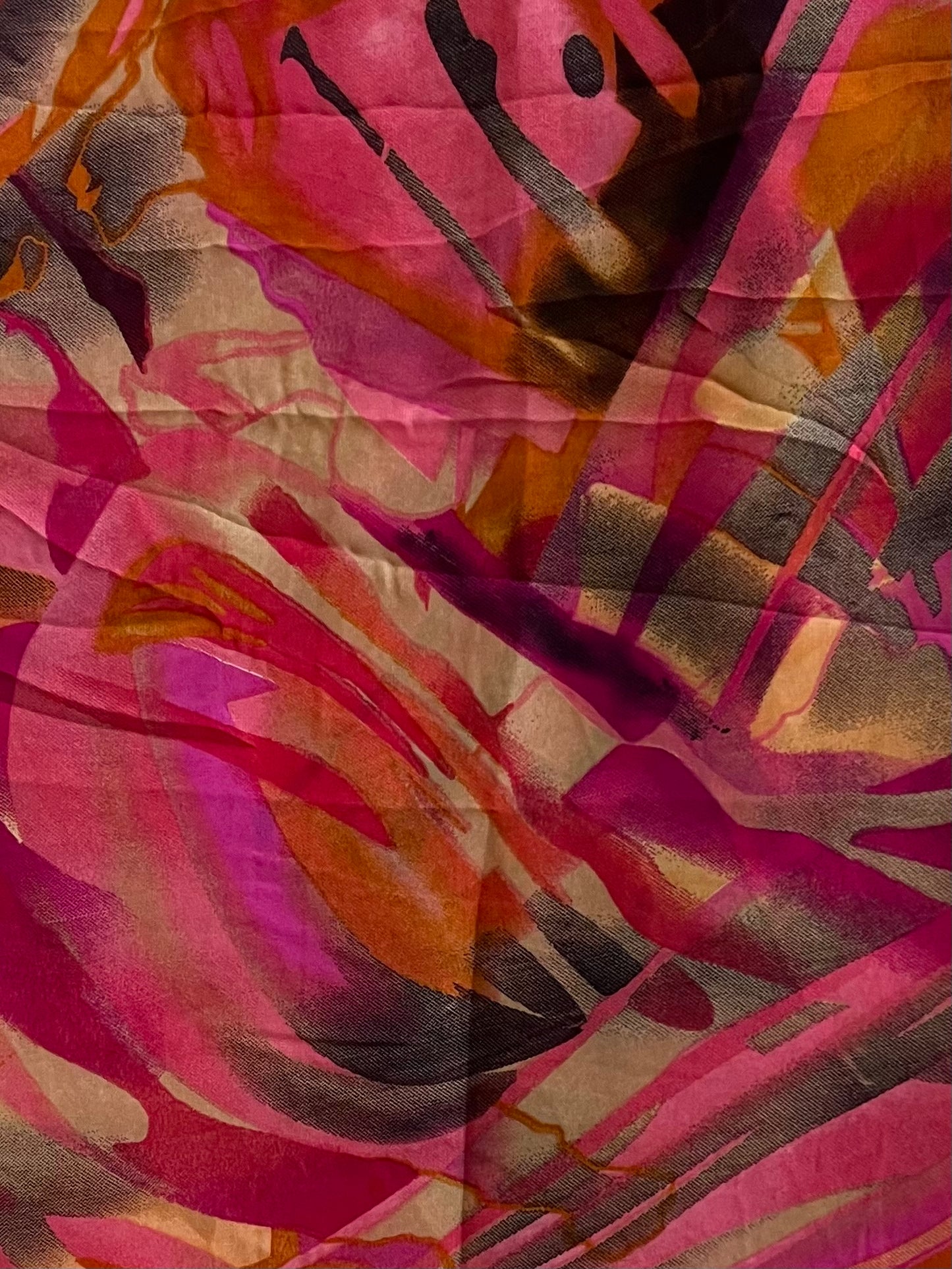 Radiant pink-yellow fall chiffon hijab