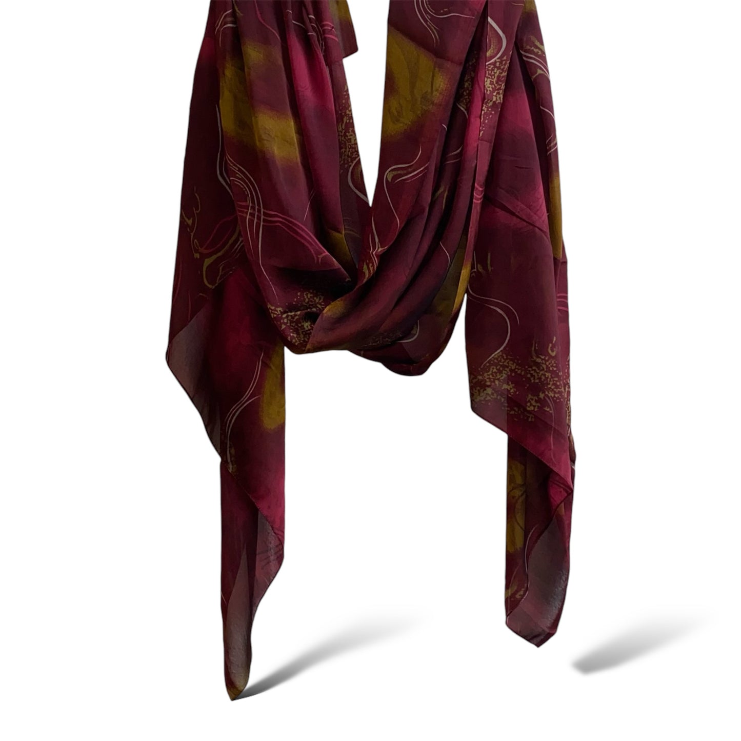 Burgundy Floral watercolor chiffon hijab
