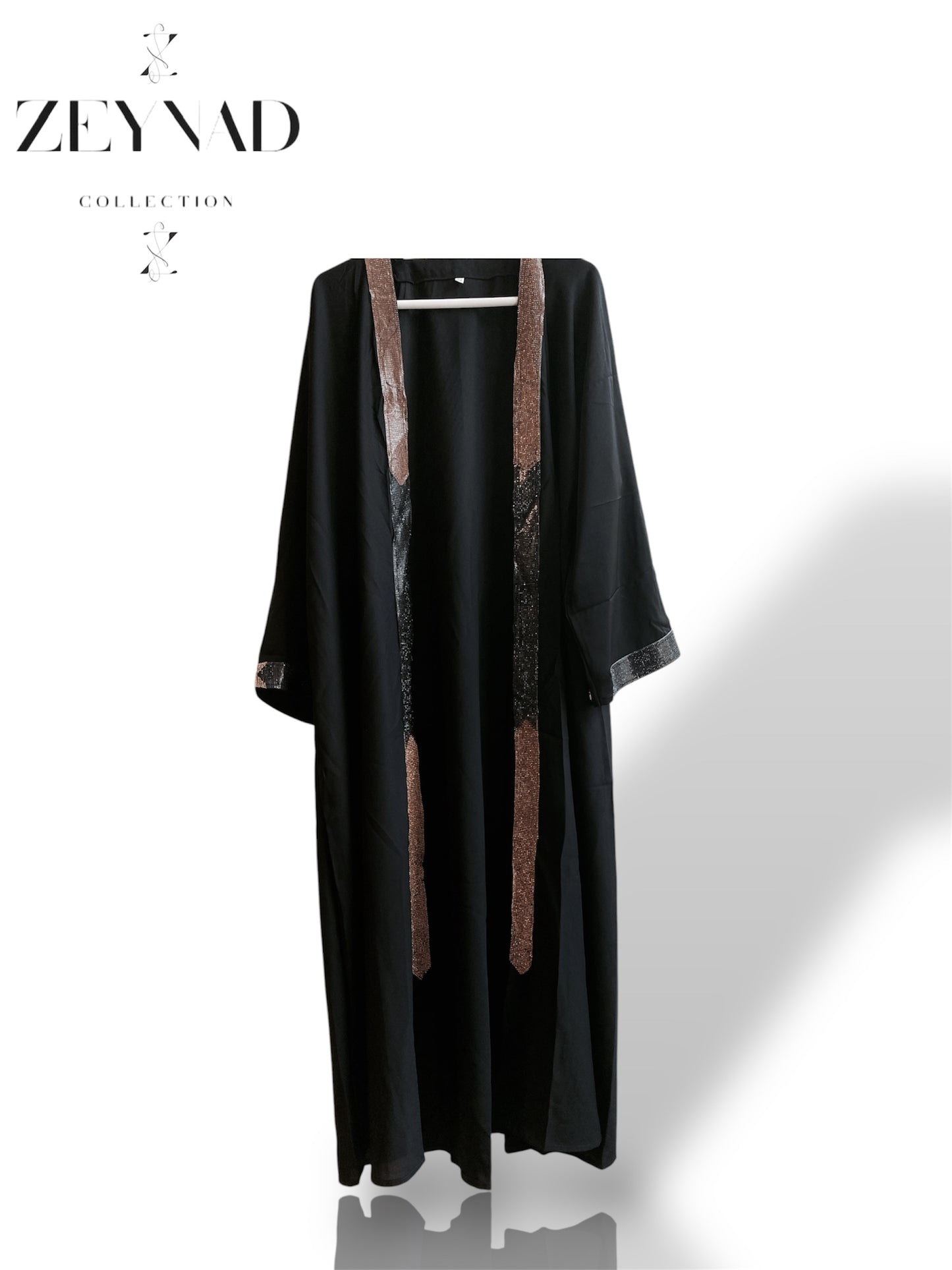 Gold lined three piece open Abaya