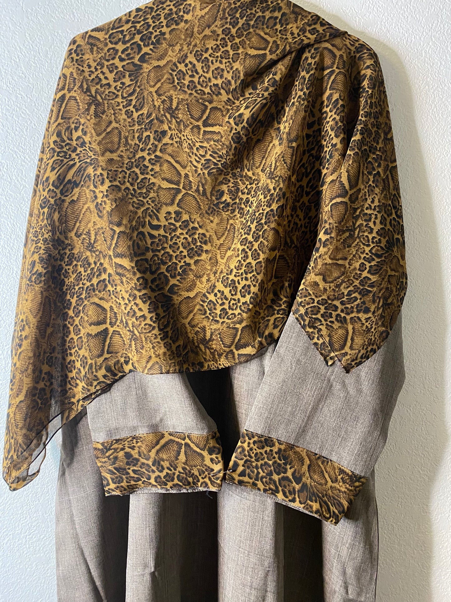 Brown cheetah matching dress & hijab set