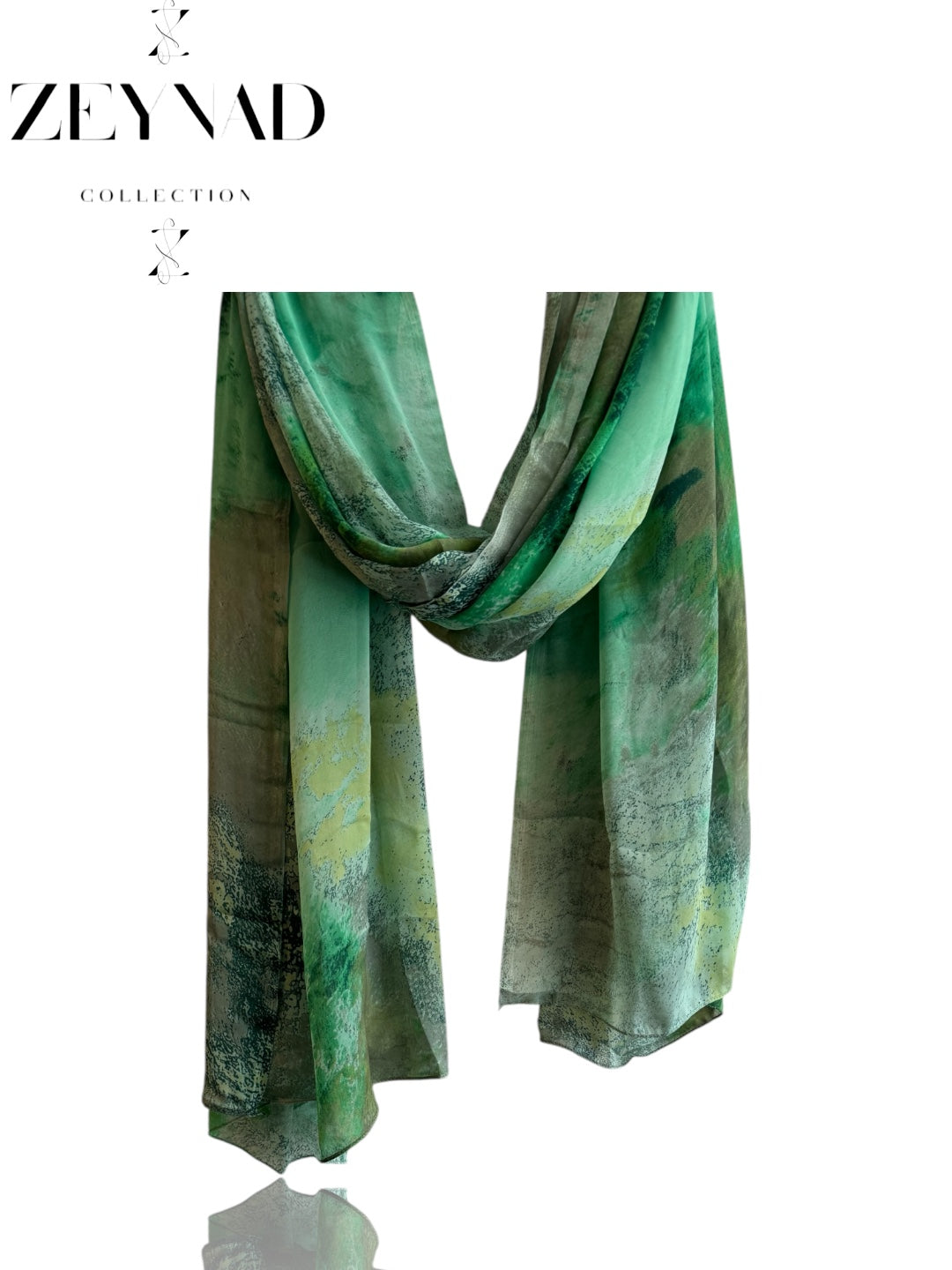 Blazing watercolor dust green chiffon hijab