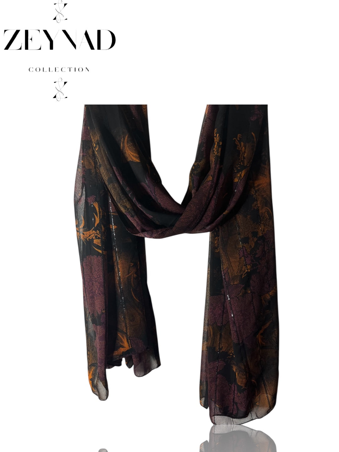 Fire Dark Orange Flower Mirage Chiffon Hijab