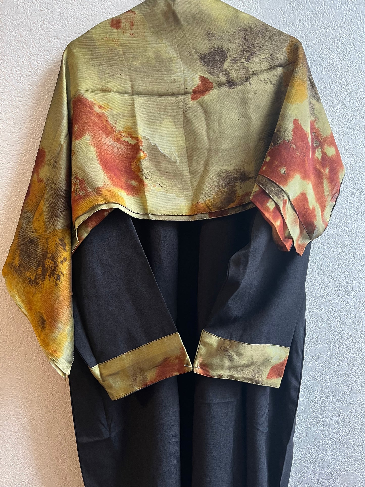 Black & Lime Orange matching dress & hijab set