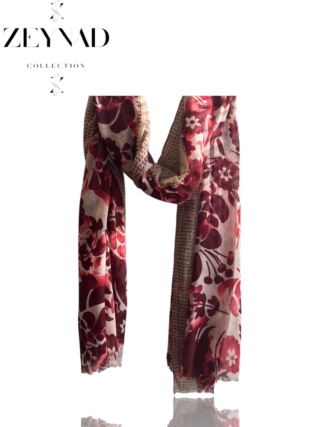 Light Pink & Red Dim Modal Hijab