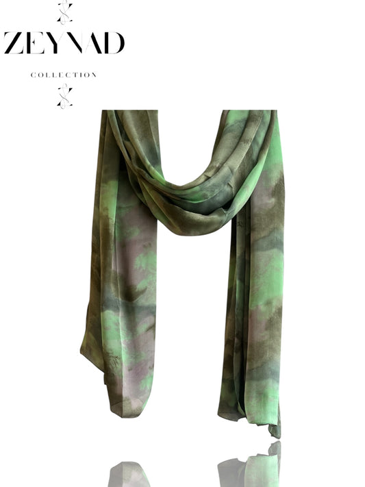 Vibrant green forest chiffon hijab