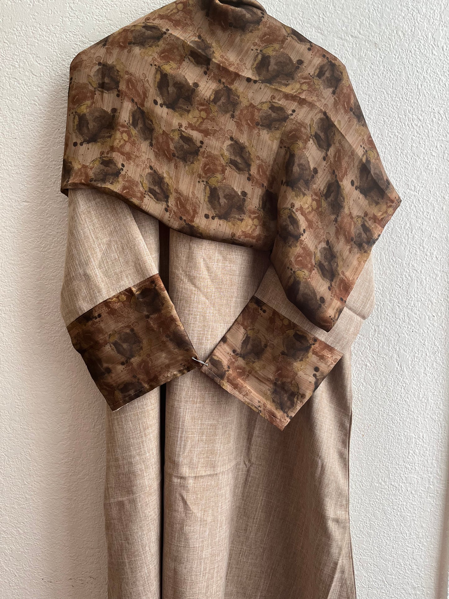 Intense beige dotted matching dress & hijab set