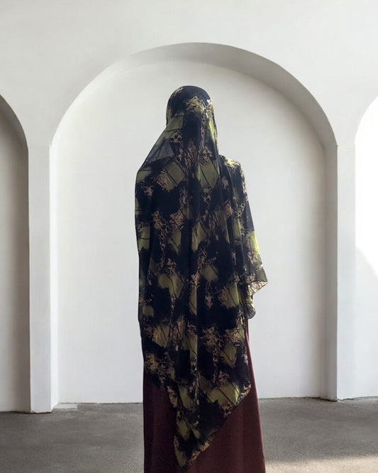 Fire Lime Black Mirage Chiffon Hijab
