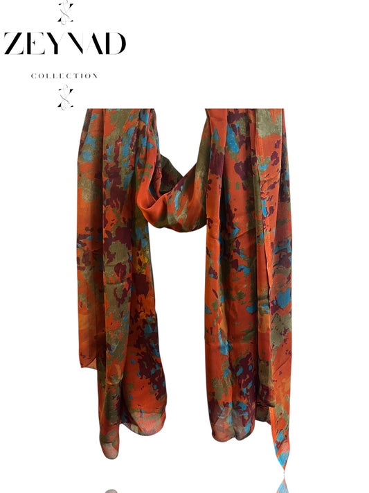 Pumpkin Shadow Blossom Chiffon Hijab