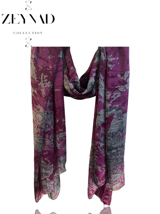 Storm Mauve Shadow Blossom Chiffon Hijab