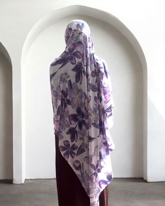 Light Purple Floral Modal Hijab