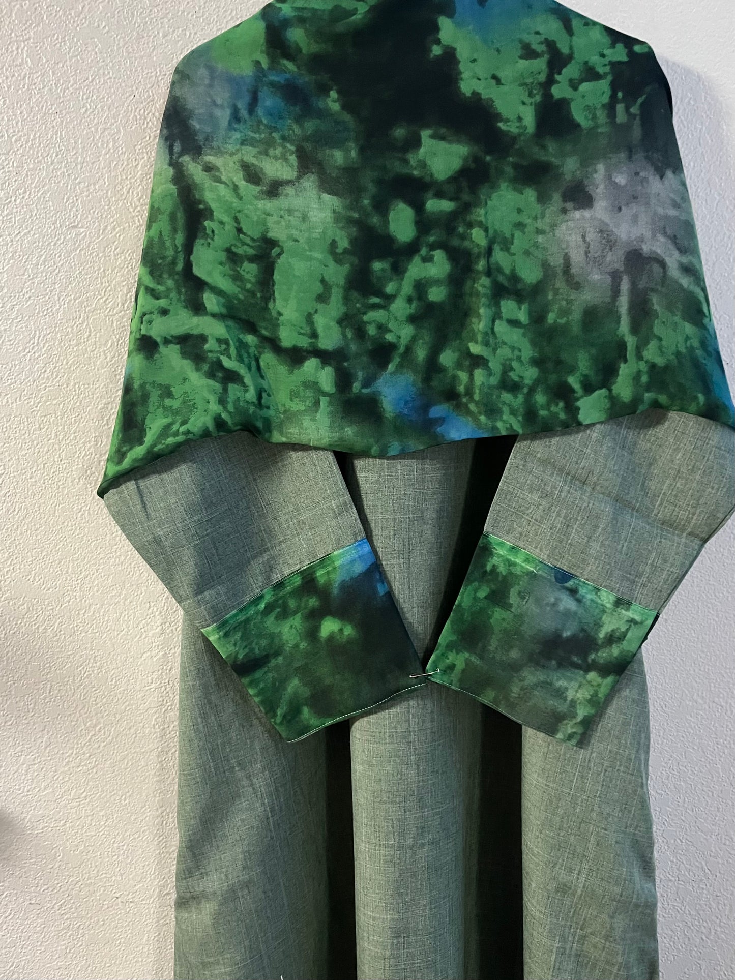 Electric green matching dress & hijab set