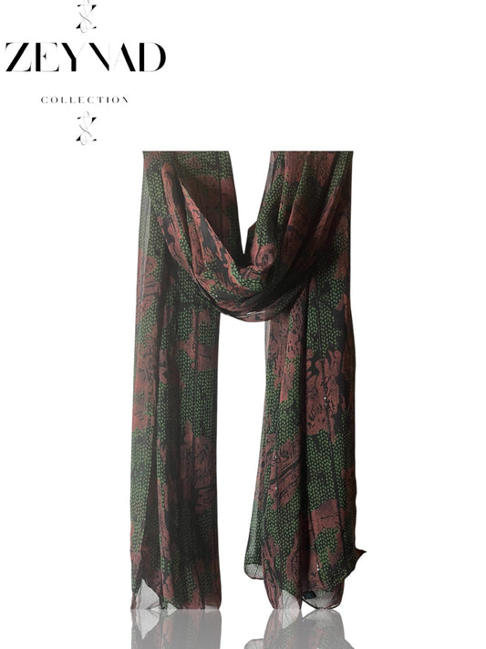 Luminous green & faded bubblegum chiffon hijab