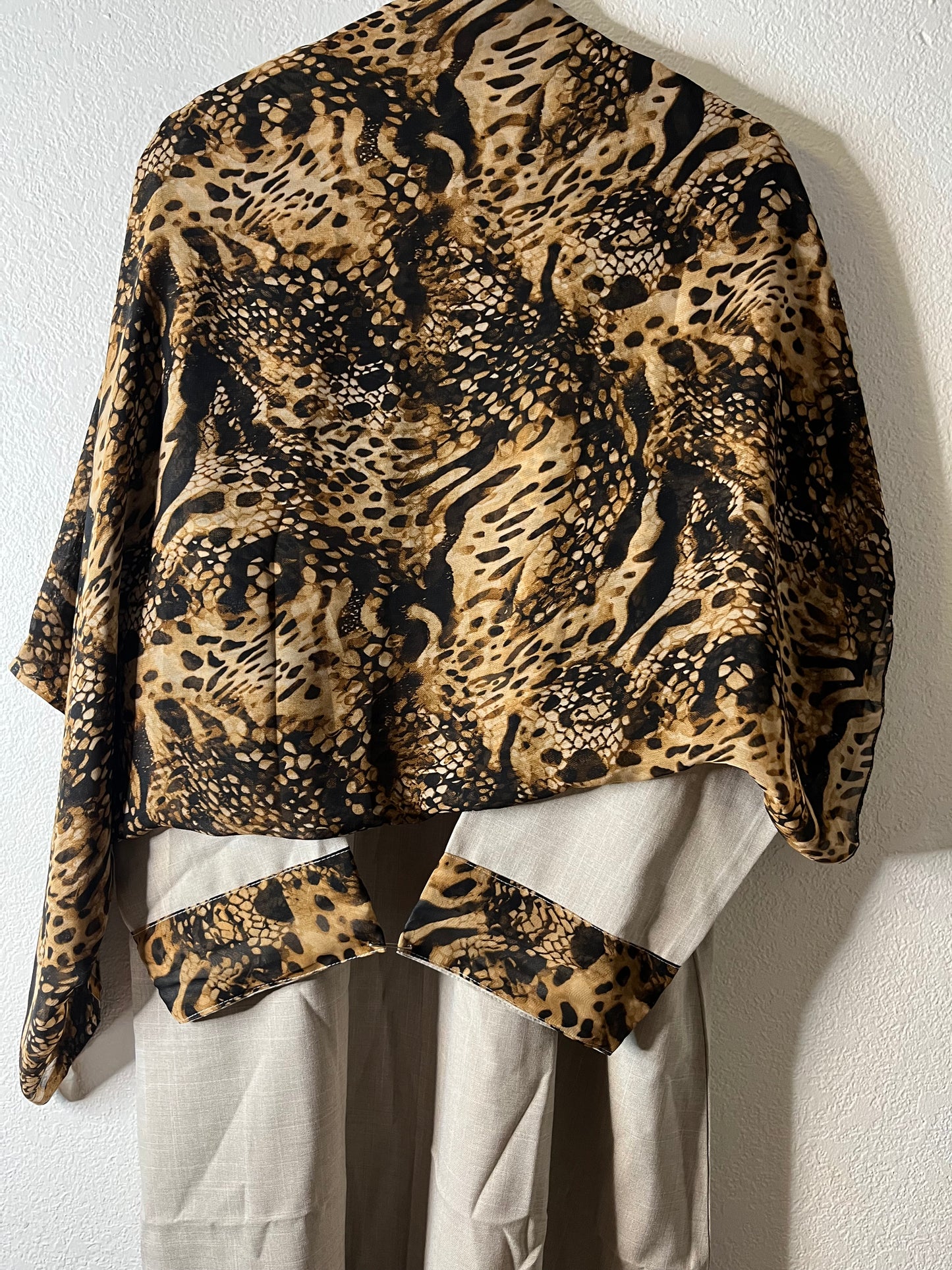 Light beige leopard matching dress & hijab set