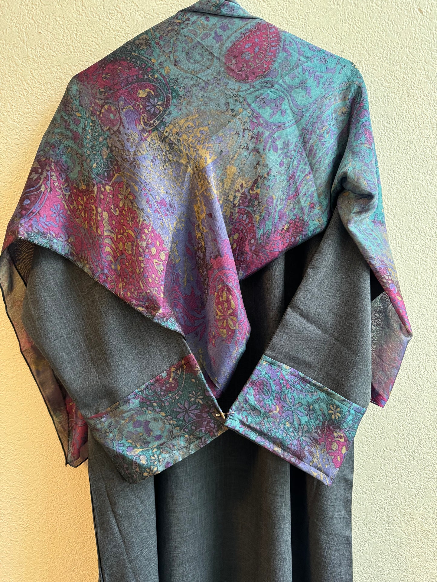 Navy blue & celestial purple matching dress & hijab set