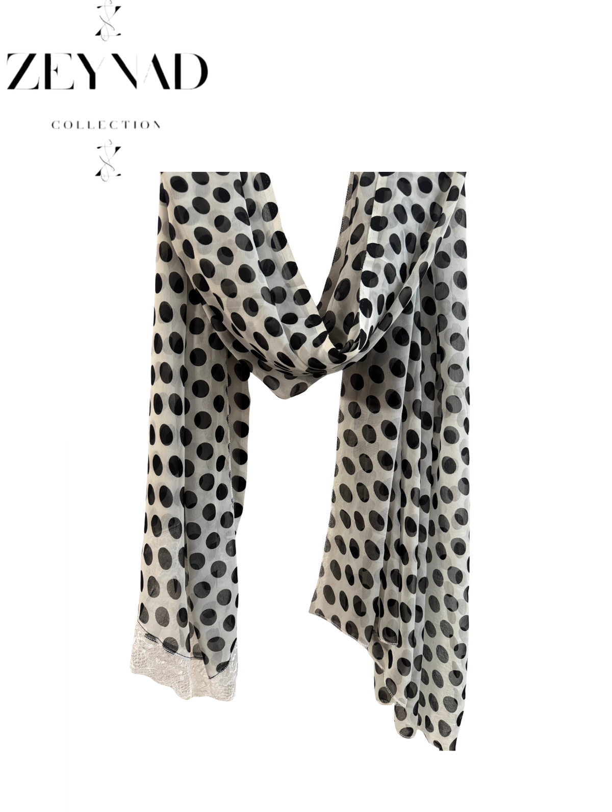 Ivory ZEYNAD polka dot lace abaya