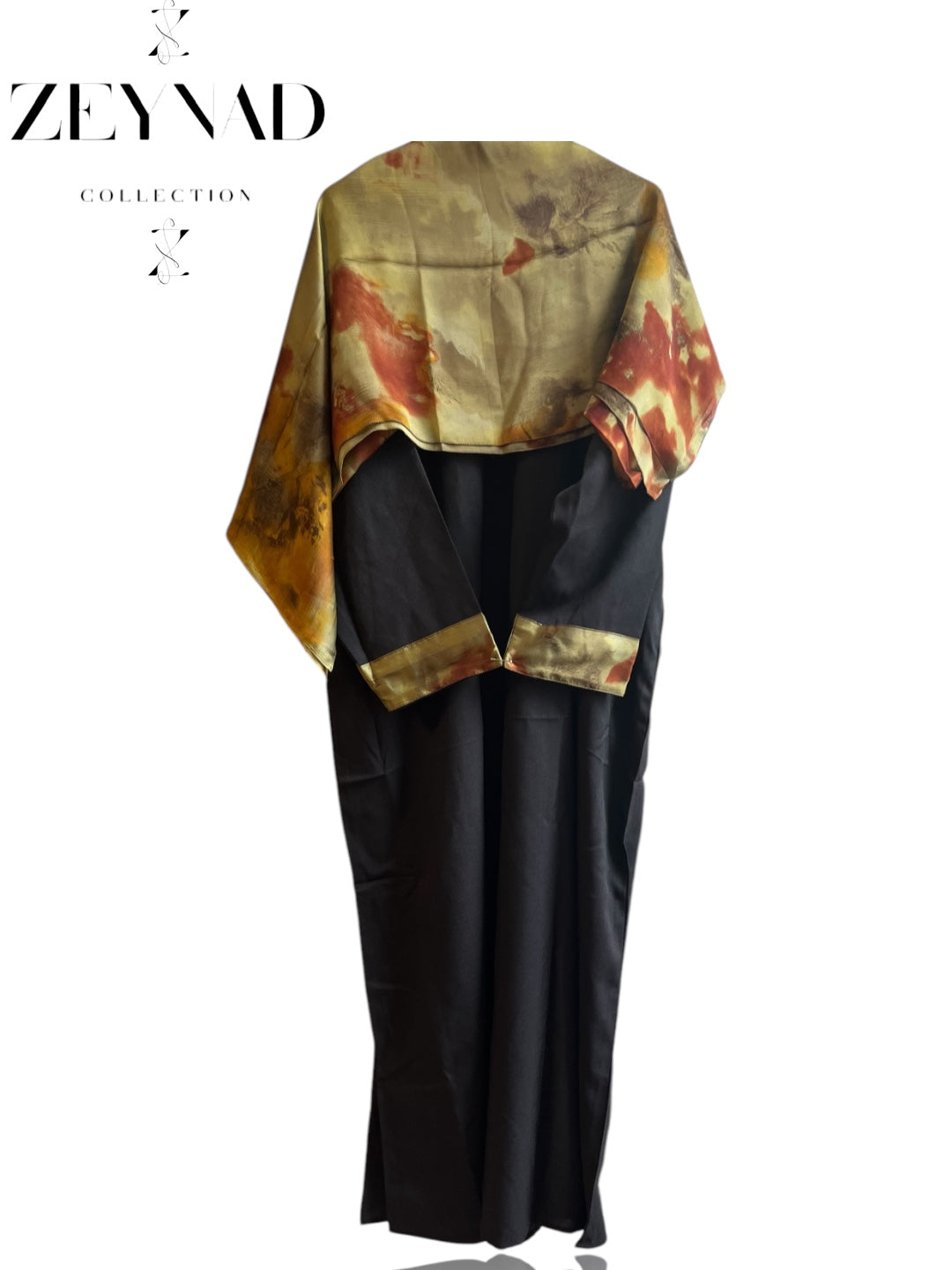 Black & Lime Orange matching dress & hijab set