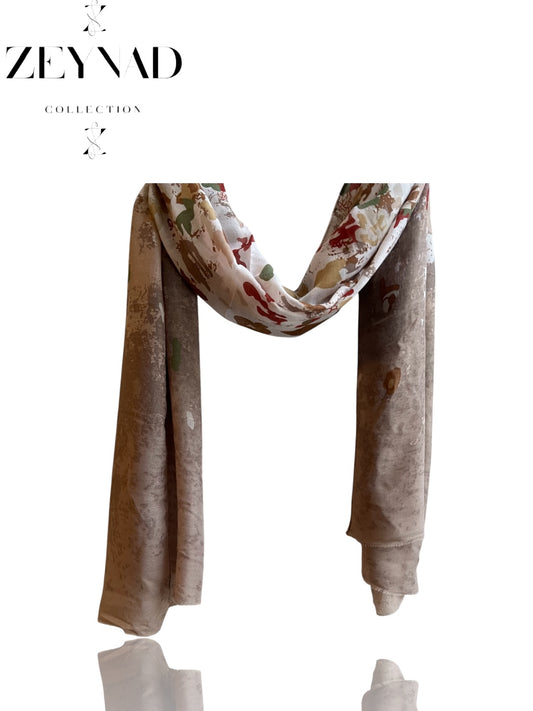 Autumn beige & colorful glow modal hijab