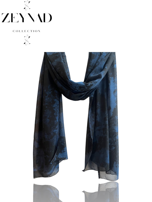 Night-fall blue & black chiffon hijab