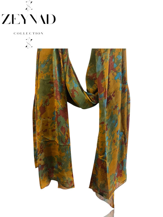 Celestial Sunset Shadow Blossom Chiffon Hijab