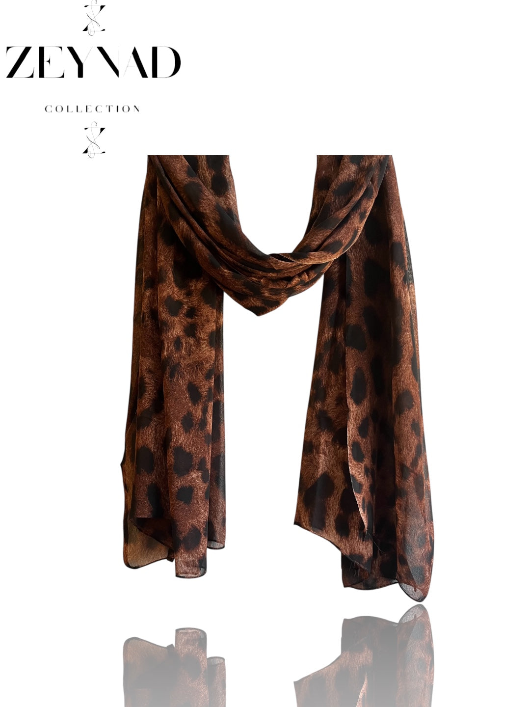 Fall deep brown blaze leopard chiffon hijab
