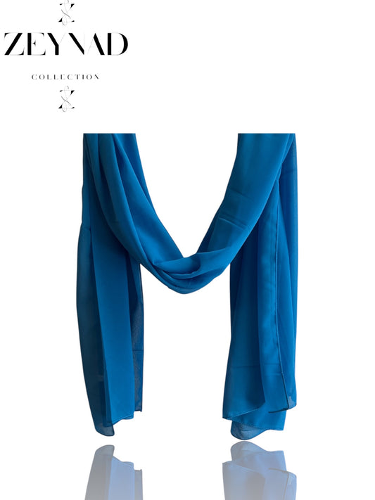 Plain blue chiffon hijab