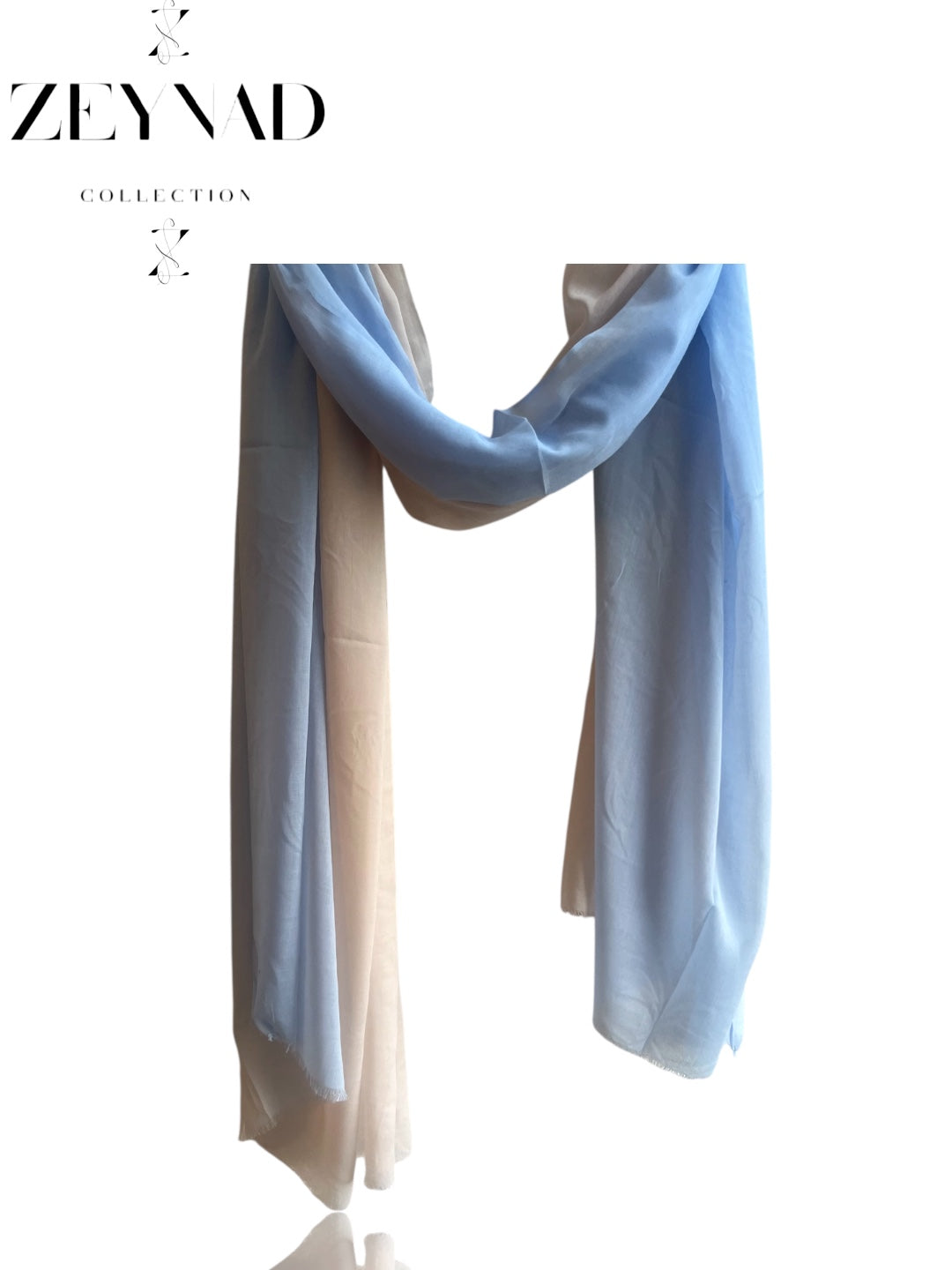Gradient light blue & white ombré modal hijab