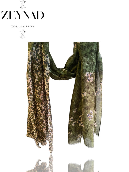 Light green & white Sakura modal hijab