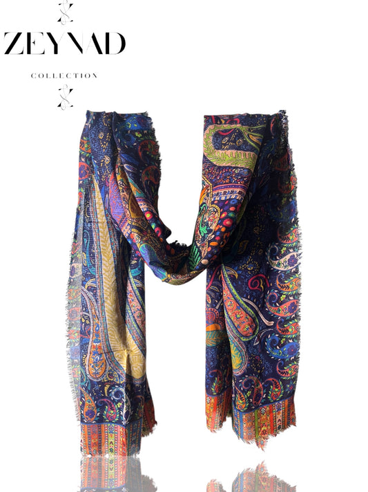 Navy End String Design Hijab