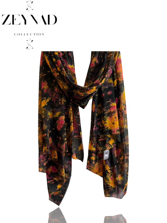 Chromatic deep autumn watercolor chiffon hijab