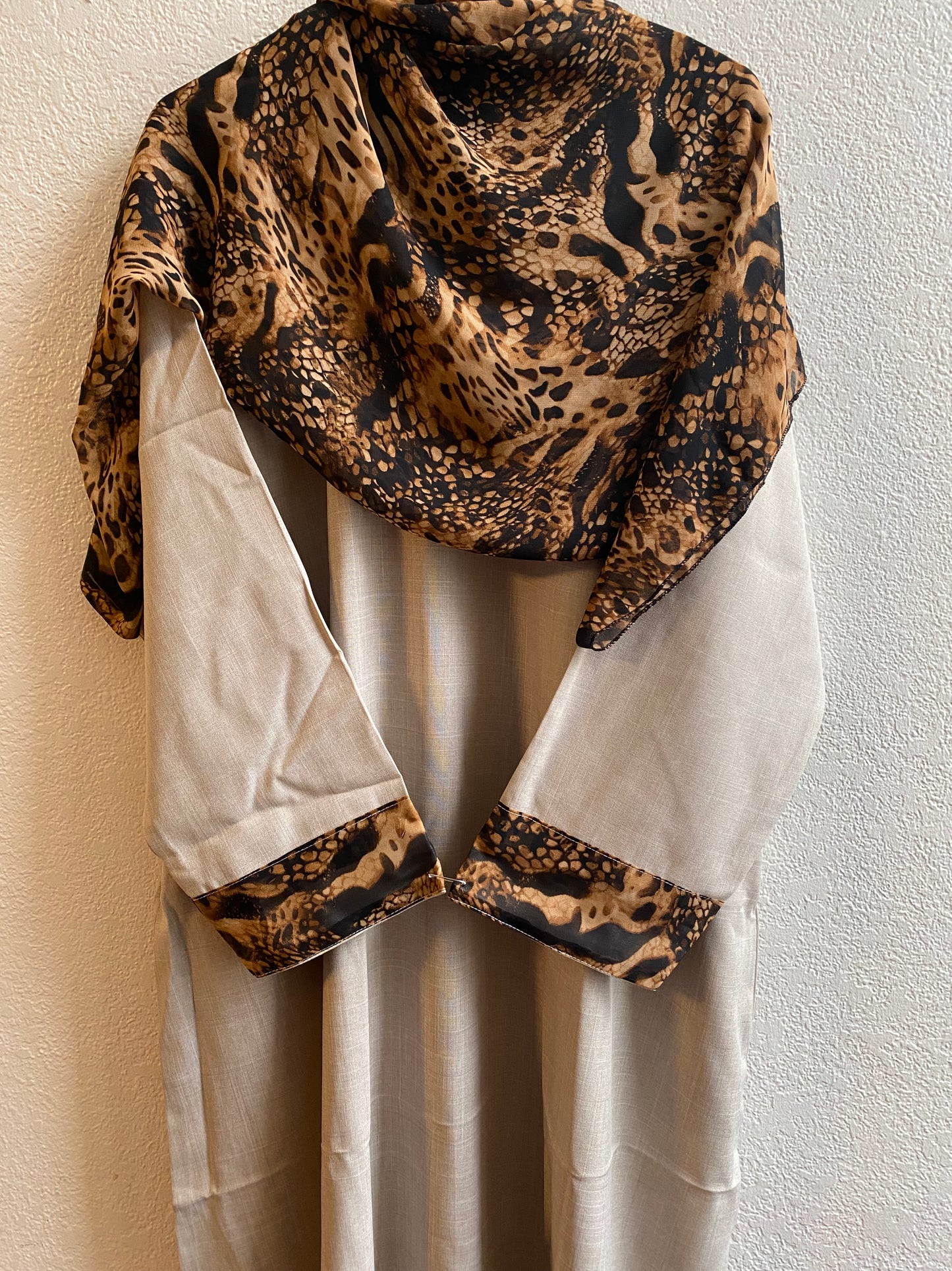 Light Beige & Tiger matching dress & hijab set