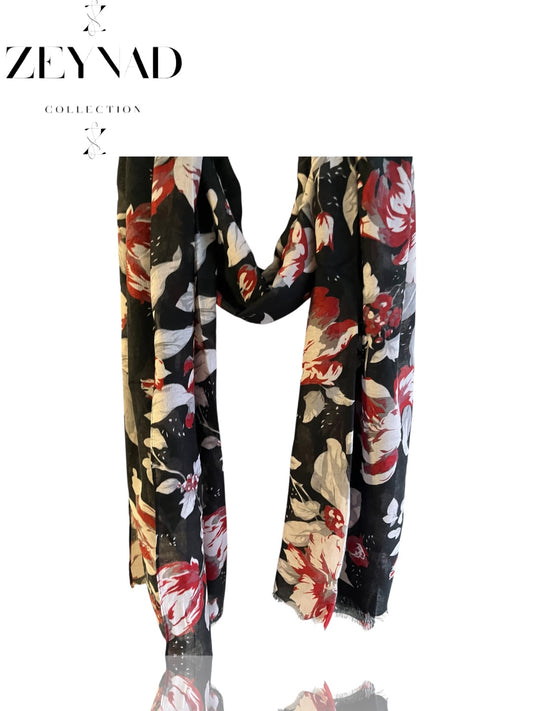 Black & red pastel serenity modal hijab