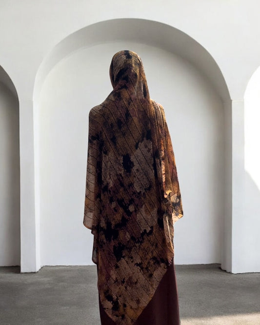 Fire Lemon Black Mirage Chiffon Hijab