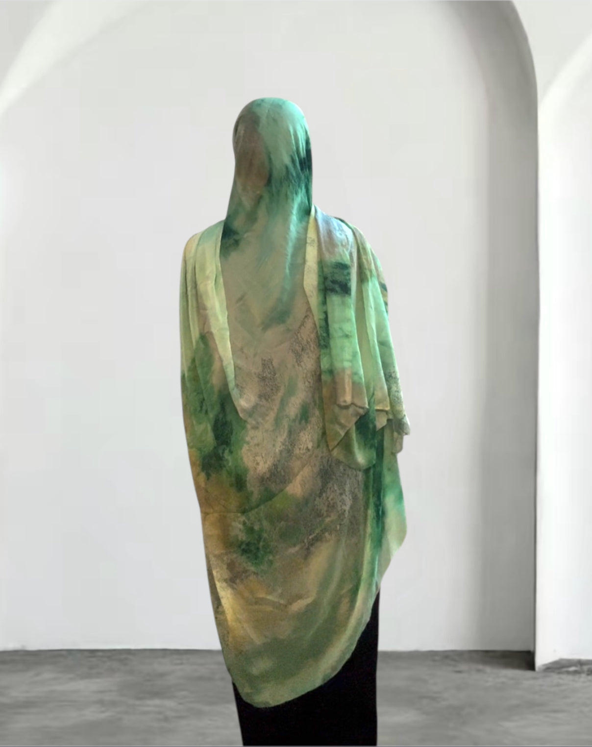 Blazing watercolor dust green chiffon hijab