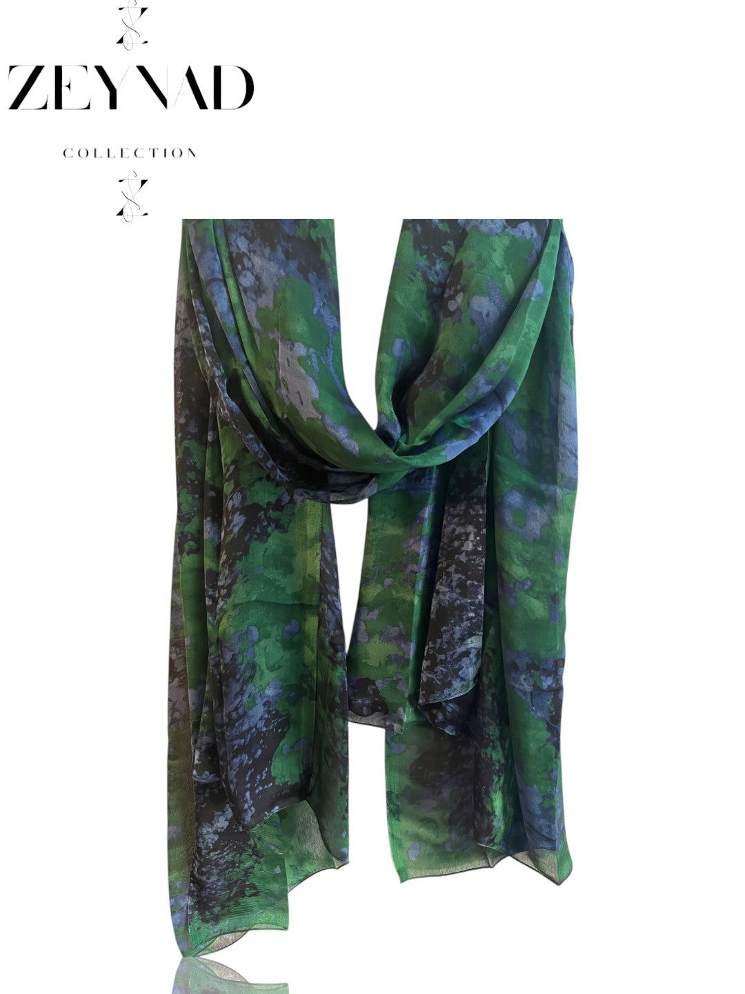 Jade Shadow Blossom Chiffon Hijab