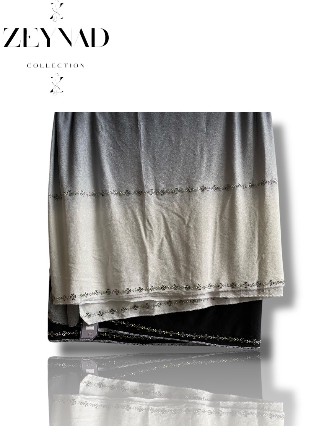 Black & White Ombré Rhinestone Jersey Hijab